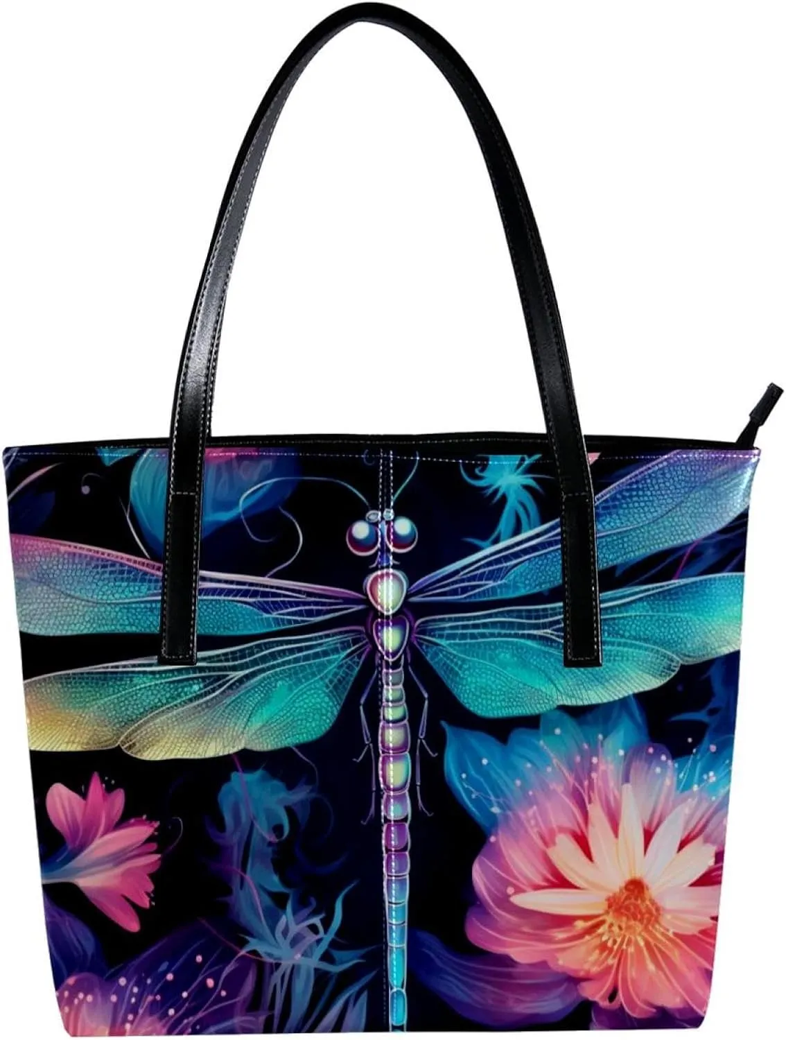 Purses for Women,Tote Bag Aesthetic,Women's Tote Handbags,Colorful Animal Plant Flower Illustration