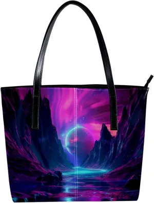 Purses for Women,Tote Bag Aesthetic,Women's Tote Handbags,Fantastic Natural Purple Aurora