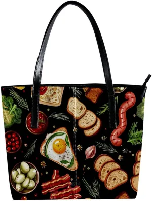 Purses for Women,Tote Bag Aesthetic,Women's Tote Handbags,Food Breakfast