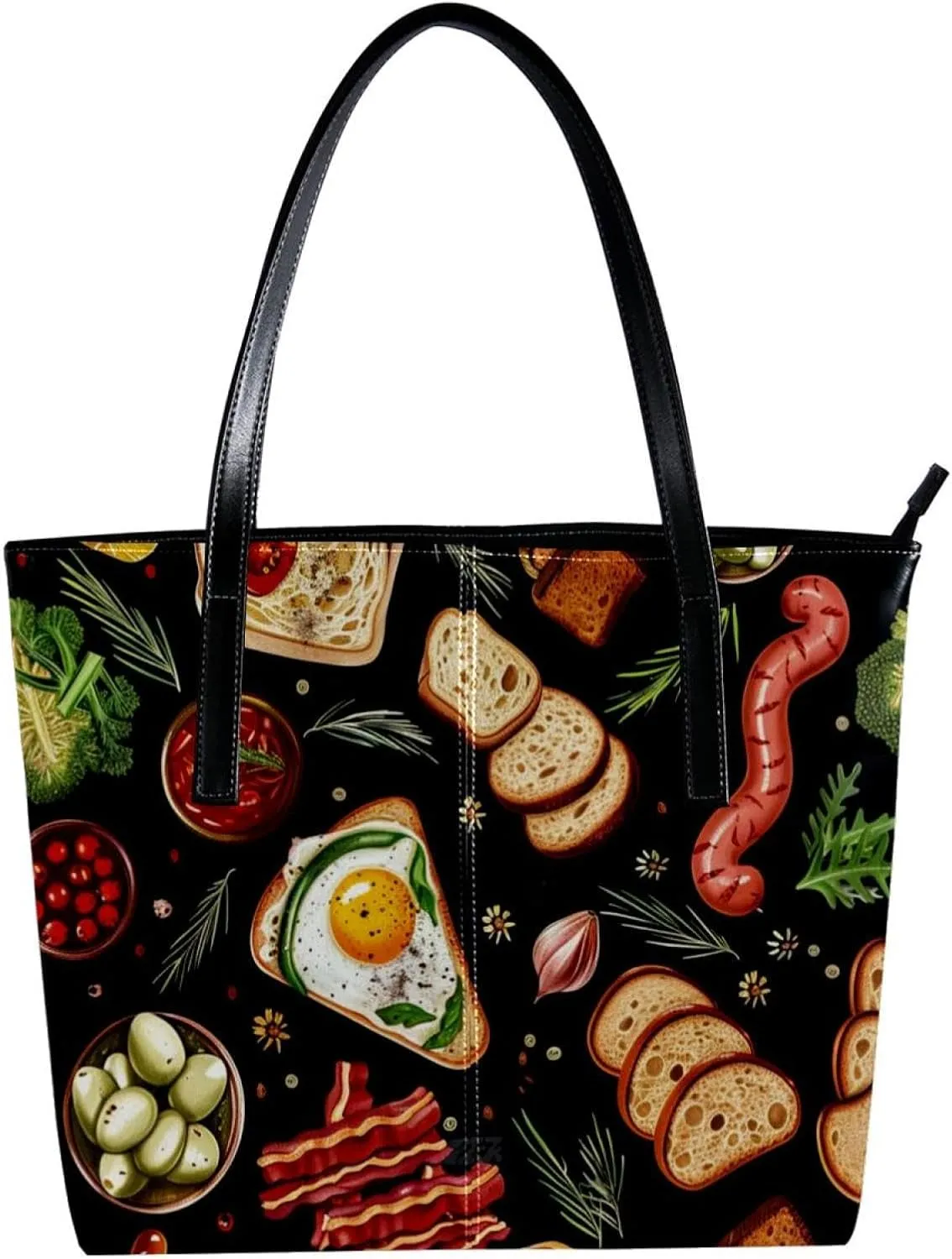 Purses for Women,Tote Bag Aesthetic,Women's Tote Handbags,Food Breakfast