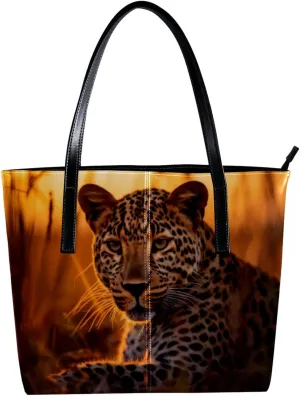 Purses for Women,Tote Bag Aesthetic,Women's Tote Handbags,Jungle Animal Leopard Pattern