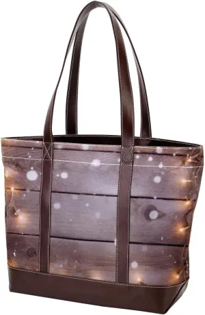 Purses for Women,Tote Bag for Women,Handbags for Women,Christmas Lights Decoration Wood Planks