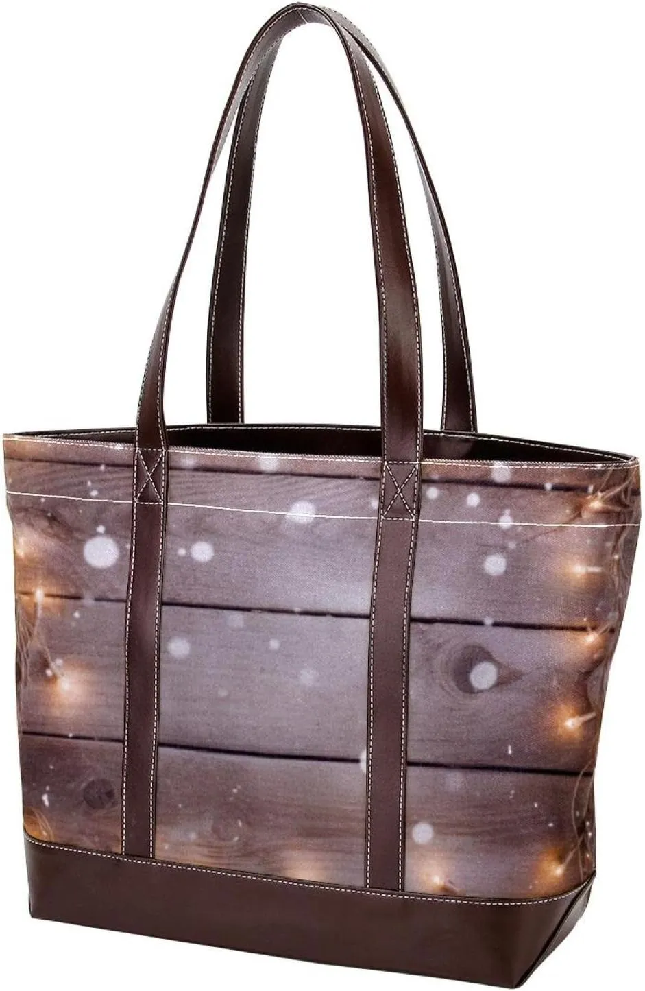 Purses for Women,Tote Bag for Women,Handbags for Women,Christmas Lights Decoration Wood Planks
