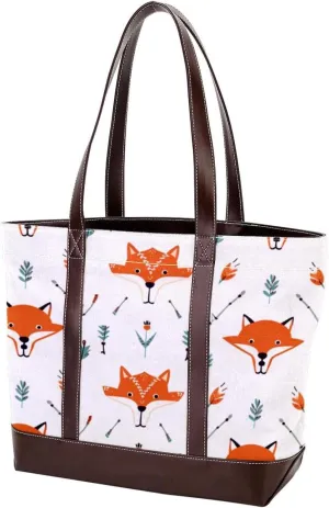 Purses for Women,Tote Bag for Women,Handbags for Women,Vector Pattern with Foxes and Arrows