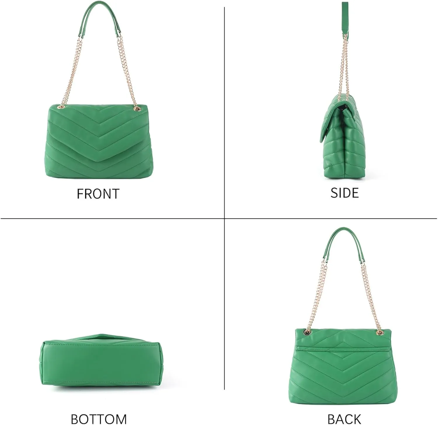 Quilted Crossbody Bag for Women, Soft Vegan Chevron Purses, Trendy Shoulder Handbags with Flap
