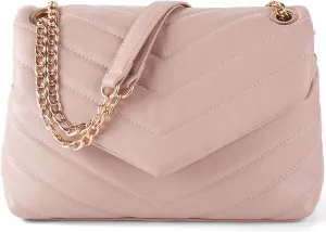 Quilted Crossbody Bag for Women, Soft Vegan Chevron Purses, Trendy Shoulder Handbags with Flap