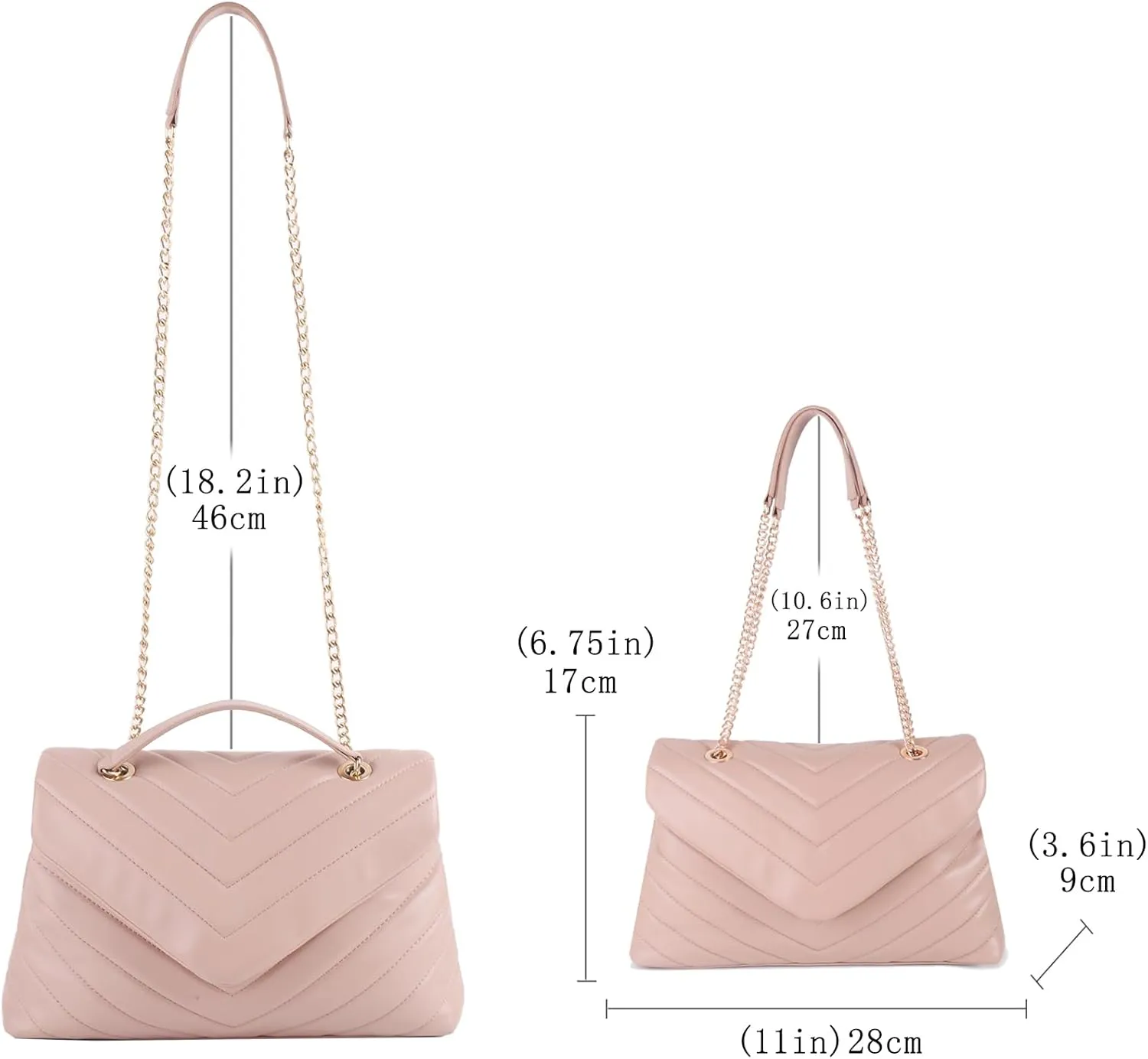 Quilted Crossbody Bag for Women, Soft Vegan Chevron Purses, Trendy Shoulder Handbags with Flap