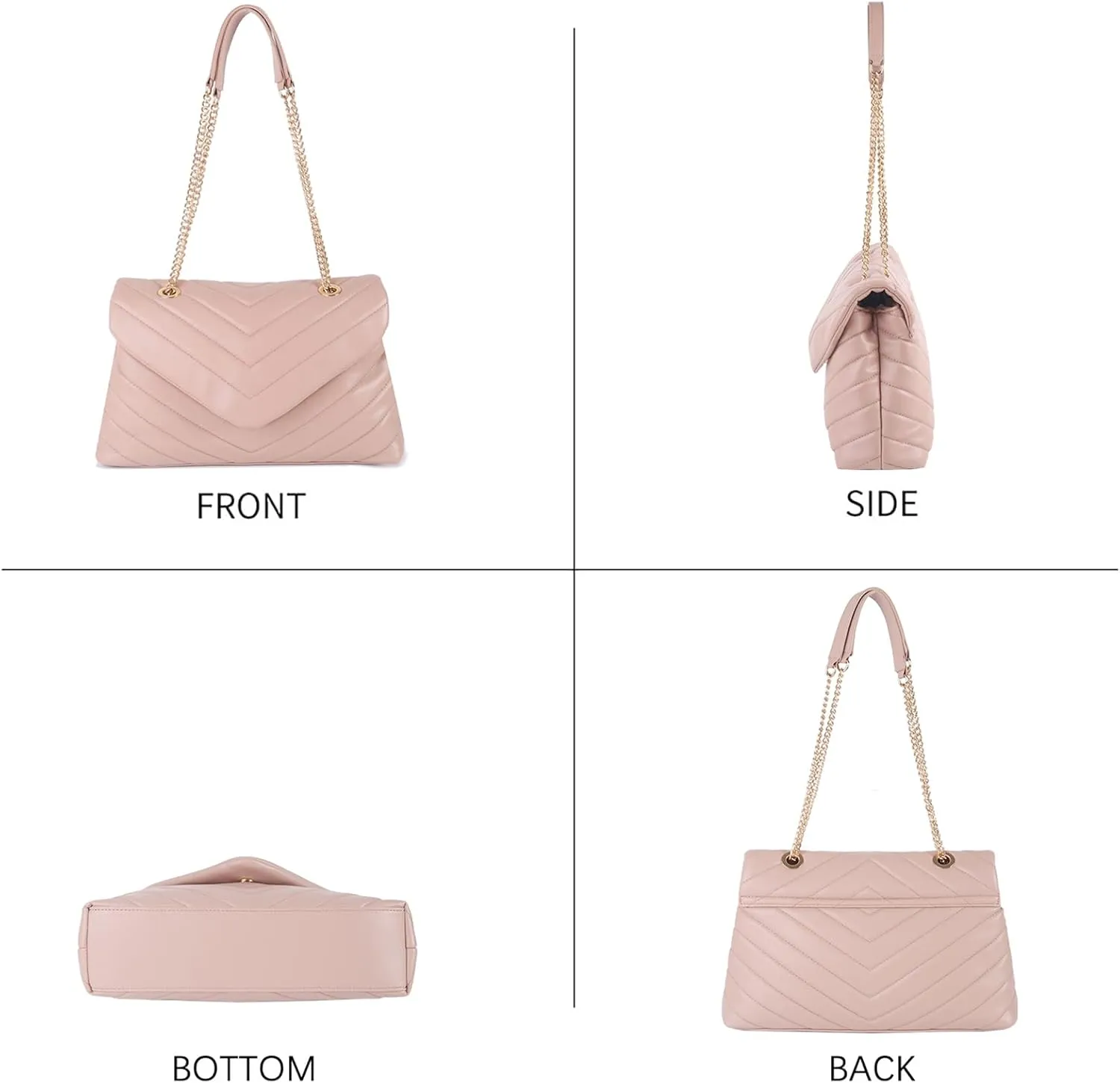 Quilted Crossbody Bag for Women, Soft Vegan Chevron Purses, Trendy Shoulder Handbags with Flap