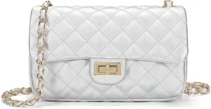 Quilted Crossbody Bags for Women, Small Soft Shoulder Handbags, Ladies Mini Vegan Leather Clutch Purses
