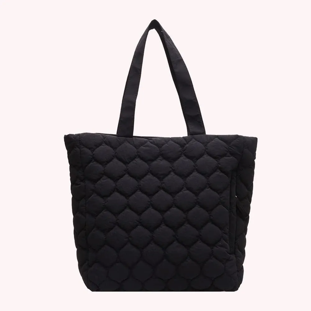 Quilted Shoulder Bag Large Capacity Winter Ladies Shopper Bag Fashion Cotton-Padded Nylon Elegant Soft Portable fo