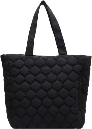 Quilted Shoulder Bag Large Capacity Winter Ladies Shopper Bag Fashion Cotton-Padded Nylon Elegant Soft Portable fo
