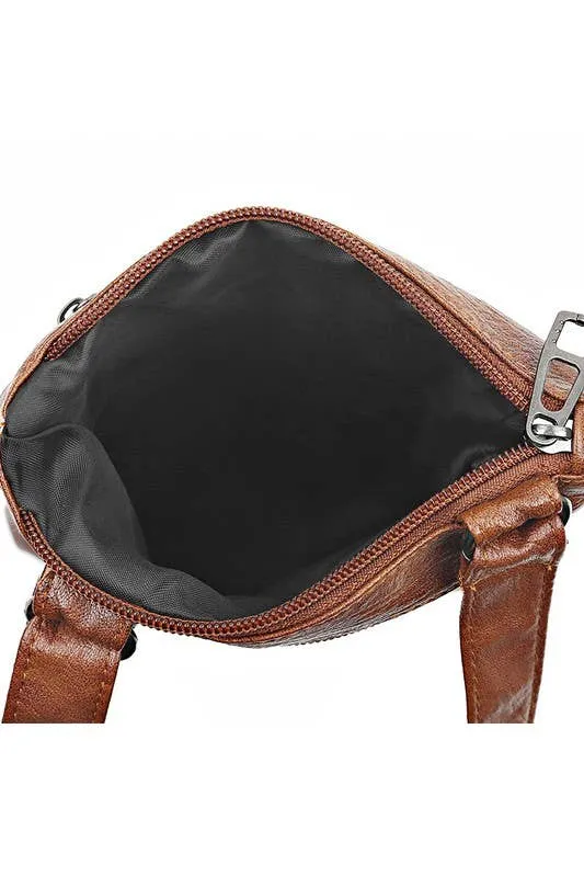 Quilted Soft Leather Messenger Bag (Black)
