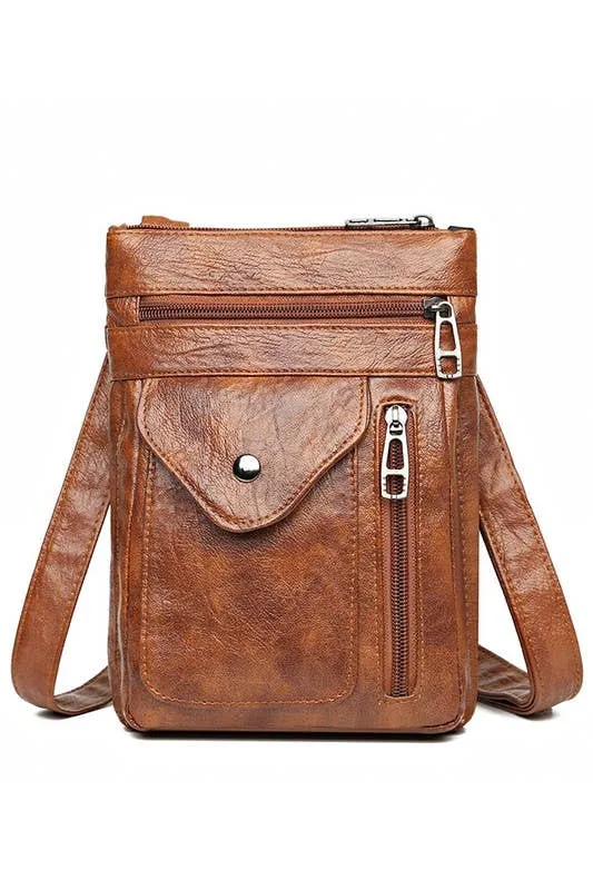 Quilted Soft Leather Messenger Bag (Black)