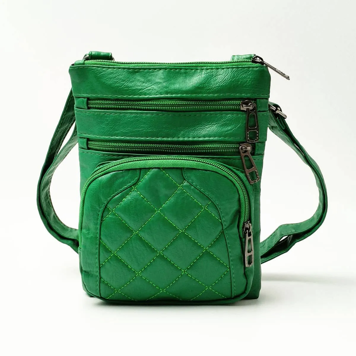 Quilted Soft Leather Messenger Bag (Black)