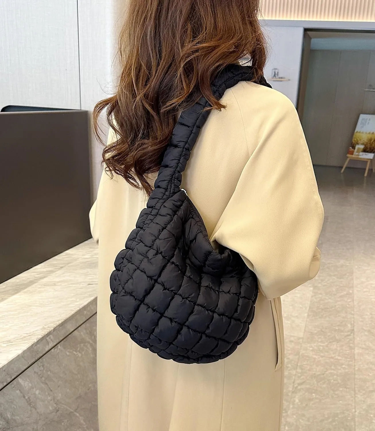 Quilted Tote Bag for Women Puffer Bag Lightweight Padding Shoulder Purse Hobo Bags Satchel Handbag Cloud Bags with Zip 2025