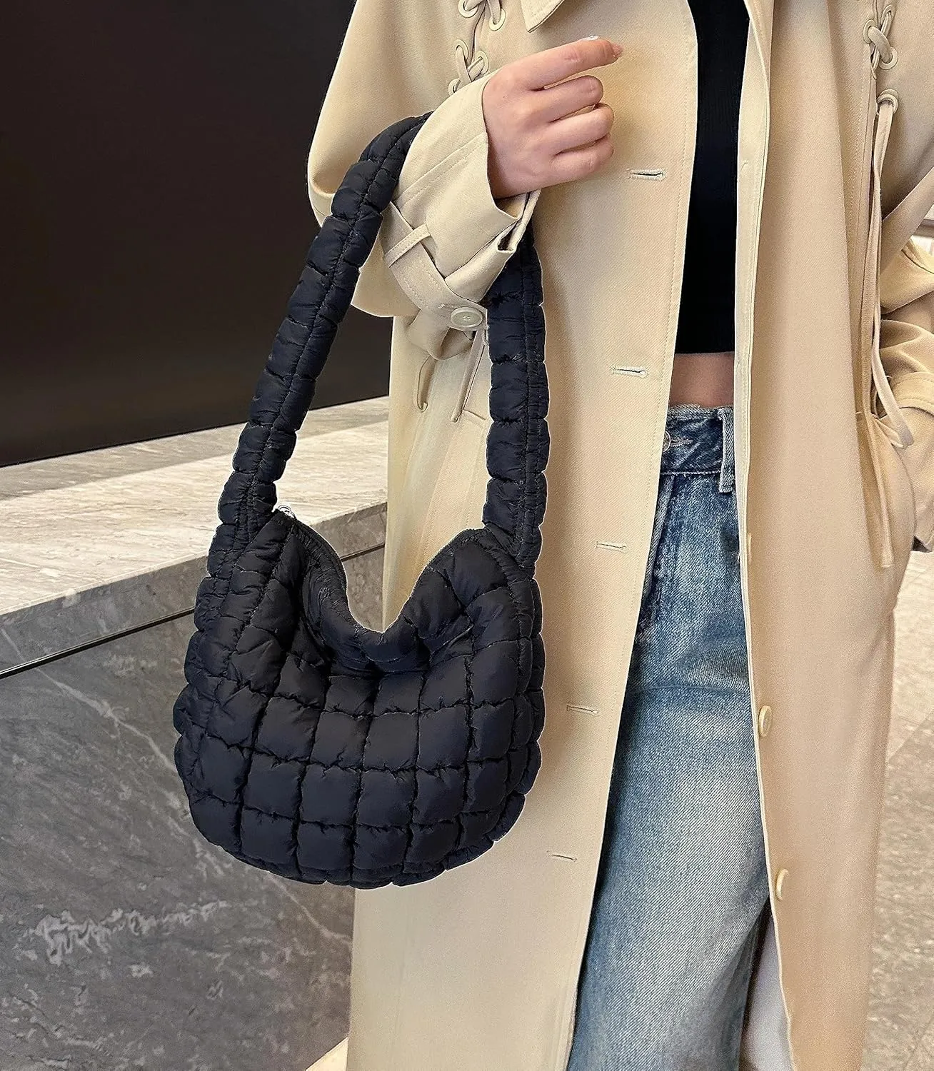 Quilted Tote Bag for Women Puffer Bag Lightweight Padding Shoulder Purse Hobo Bags Satchel Handbag Cloud Bags with Zip 2025