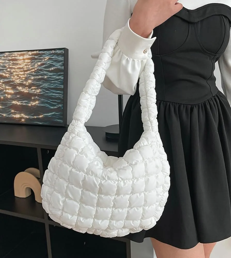 Quilted Tote Bag for Women Puffer Bag Lightweight Padding Shoulder Purse Hobo Bags Satchel Handbag Cloud Bags with Zip 2025
