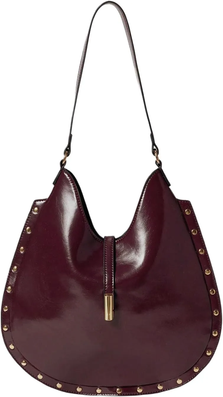 QWINEE Women's Vintage Purse Large Capacity Shoulder Bag Leather Underarm Bags