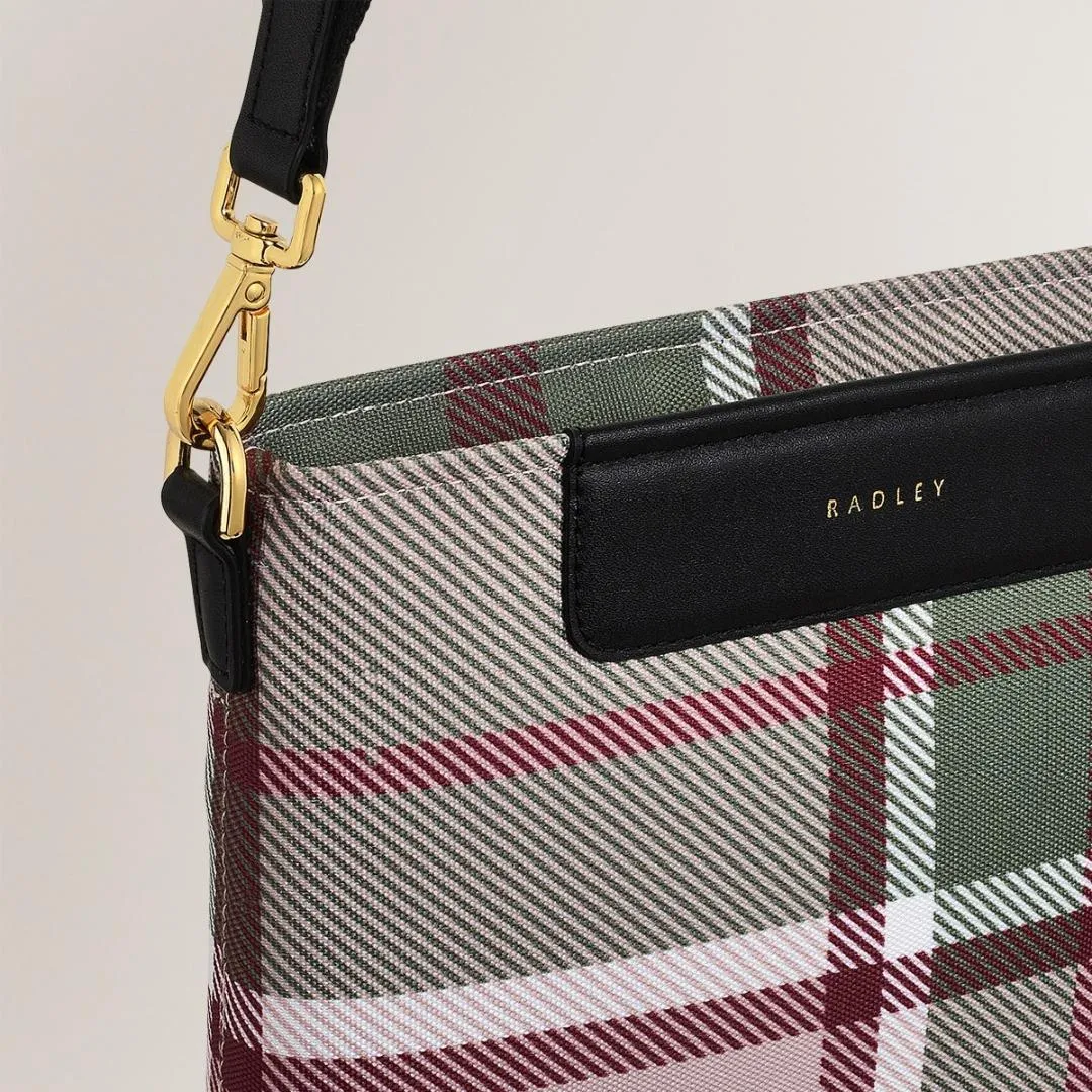 Radley Manor Gardens Check Small Ziptop Crossbody Bag - Racing Green