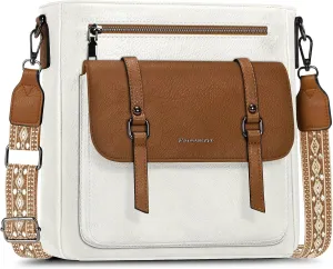 RAINSMORE Crossbody Bag for Women, Waterproof Leather Crossbody Purses Lightweight Handbags Shoulder Bag Travel Purse