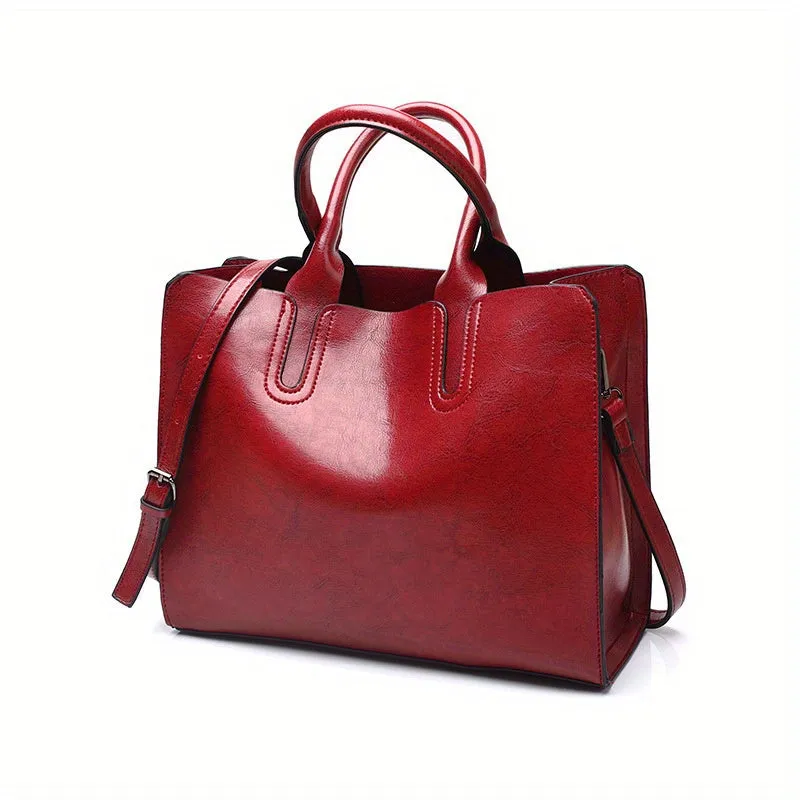 realaiot  Women PU Leather Handbags Tote Bag Soft Retro Designer Large Capacity Multi-pocket Casual Ladies Shoulder Crossbody Bag Christmas Day Gift Purse Cheap On