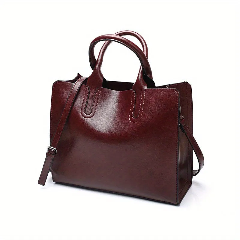 realaiot  Women PU Leather Handbags Tote Bag Soft Retro Designer Large Capacity Multi-pocket Casual Ladies Shoulder Crossbody Bag Christmas Day Gift Purse Cheap On