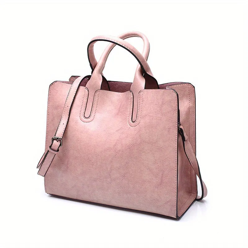 realaiot  Women PU Leather Handbags Tote Bag Soft Retro Designer Large Capacity Multi-pocket Casual Ladies Shoulder Crossbody Bag Christmas Day Gift Purse Cheap On