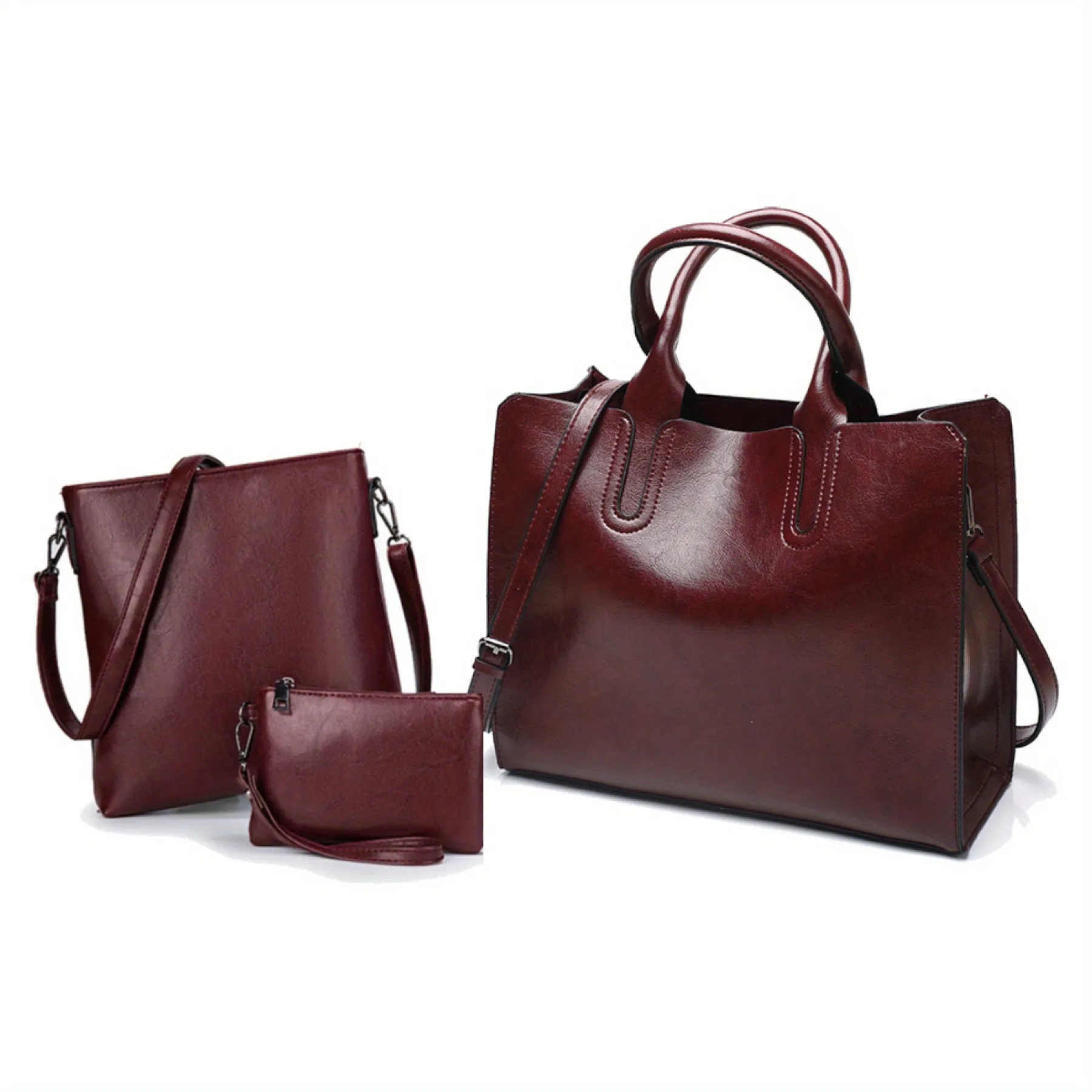 realaiot  Women PU Leather Handbags Tote Bag Soft Retro Designer Large Capacity Multi-pocket Casual Ladies Shoulder Crossbody Bag Christmas Day Gift Purse Cheap On