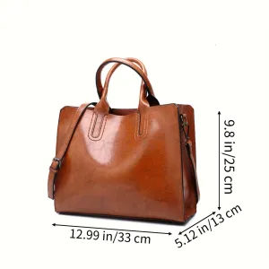 realaiot  Women PU Leather Handbags Tote Bag Soft Retro Designer Large Capacity Multi-pocket Casual Ladies Shoulder Crossbody Bag Christmas Day Gift Purse Cheap On