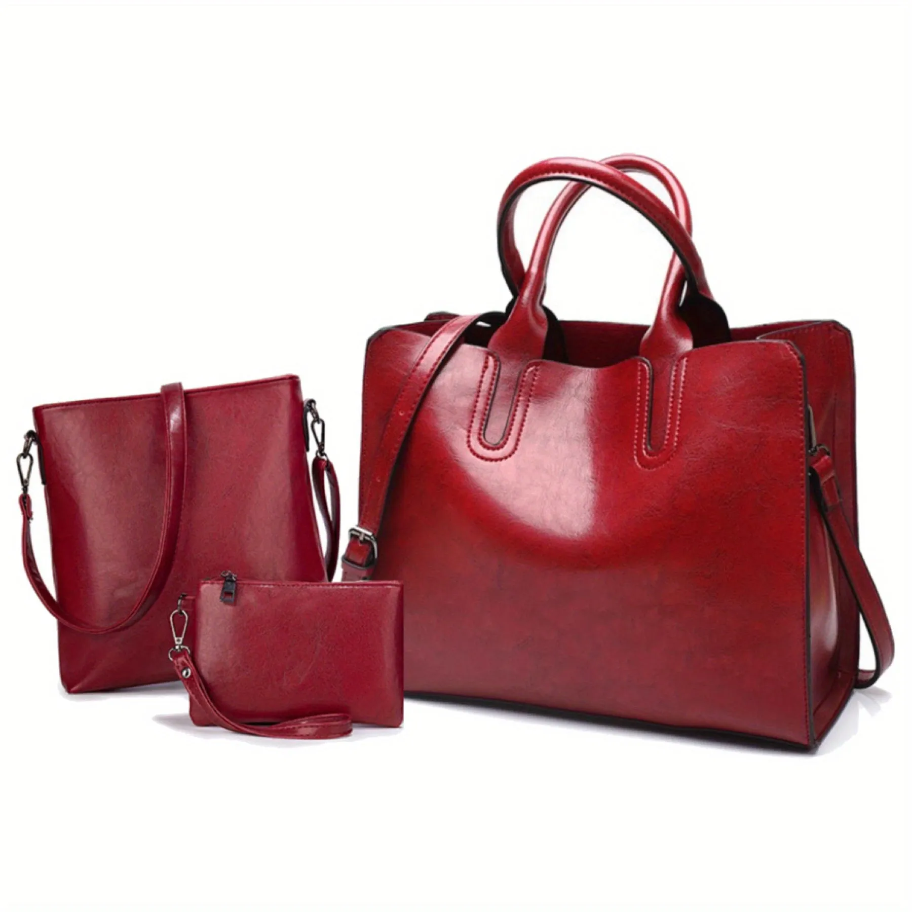 realaiot  Women PU Leather Handbags Tote Bag Soft Retro Designer Large Capacity Multi-pocket Casual Ladies Shoulder Crossbody Bag Christmas Day Gift Purse Cheap On
