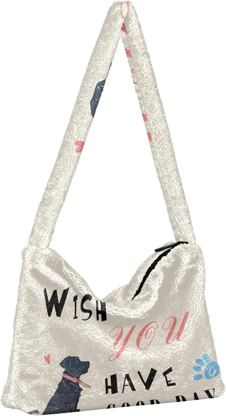 Red Beige Tricolor Premium Gray Watercolor Plush Bag, Women Handbag, Shoulder Handbag Women