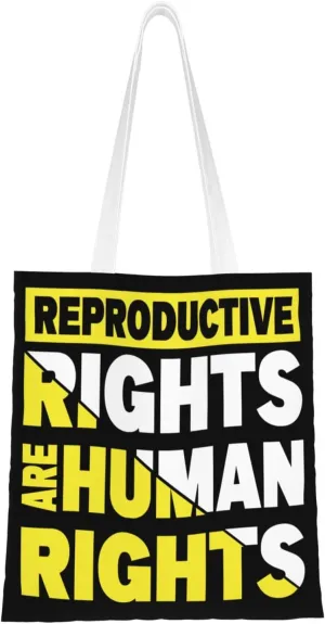 Reproductive Rights Are Human Rights Tote Bag for Women Canvas Shopping Bags Reusable Large Capacity Casual Shoulder Handbags Grocery Bags DIY Gift Bags