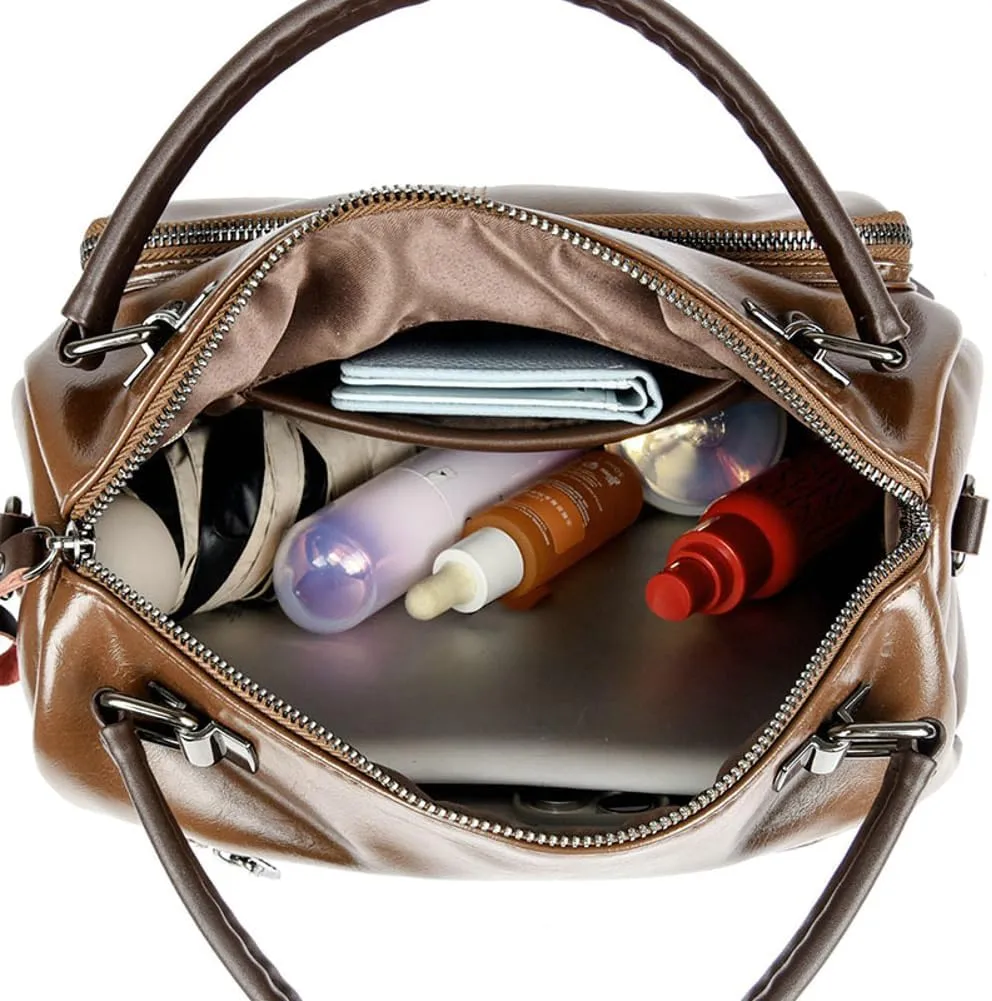 Retro Boston Bag Casual Satchel Handbags for Women Classic Crossbody Purse Shoulder Bag Office Tote Ladies Clutch Work Bag