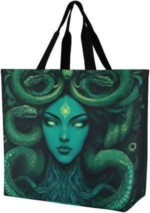 Reusable Grocery Bag for Women, Portable Large Shopping Storage Bag Casual Shoulder Handbags