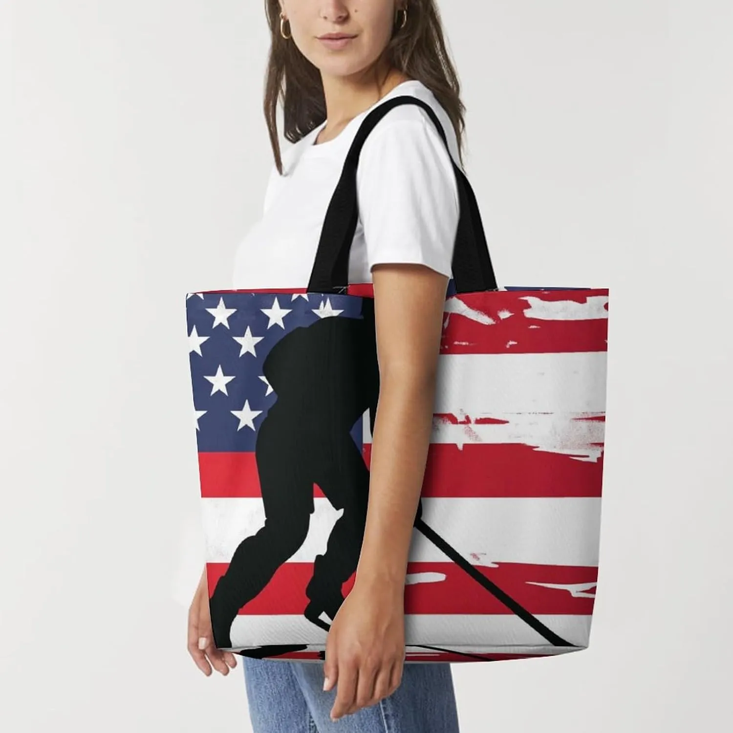Reusable Shoulder Bag for Women, Portable Large Grocery Shopping Bags Casual Tote Bag