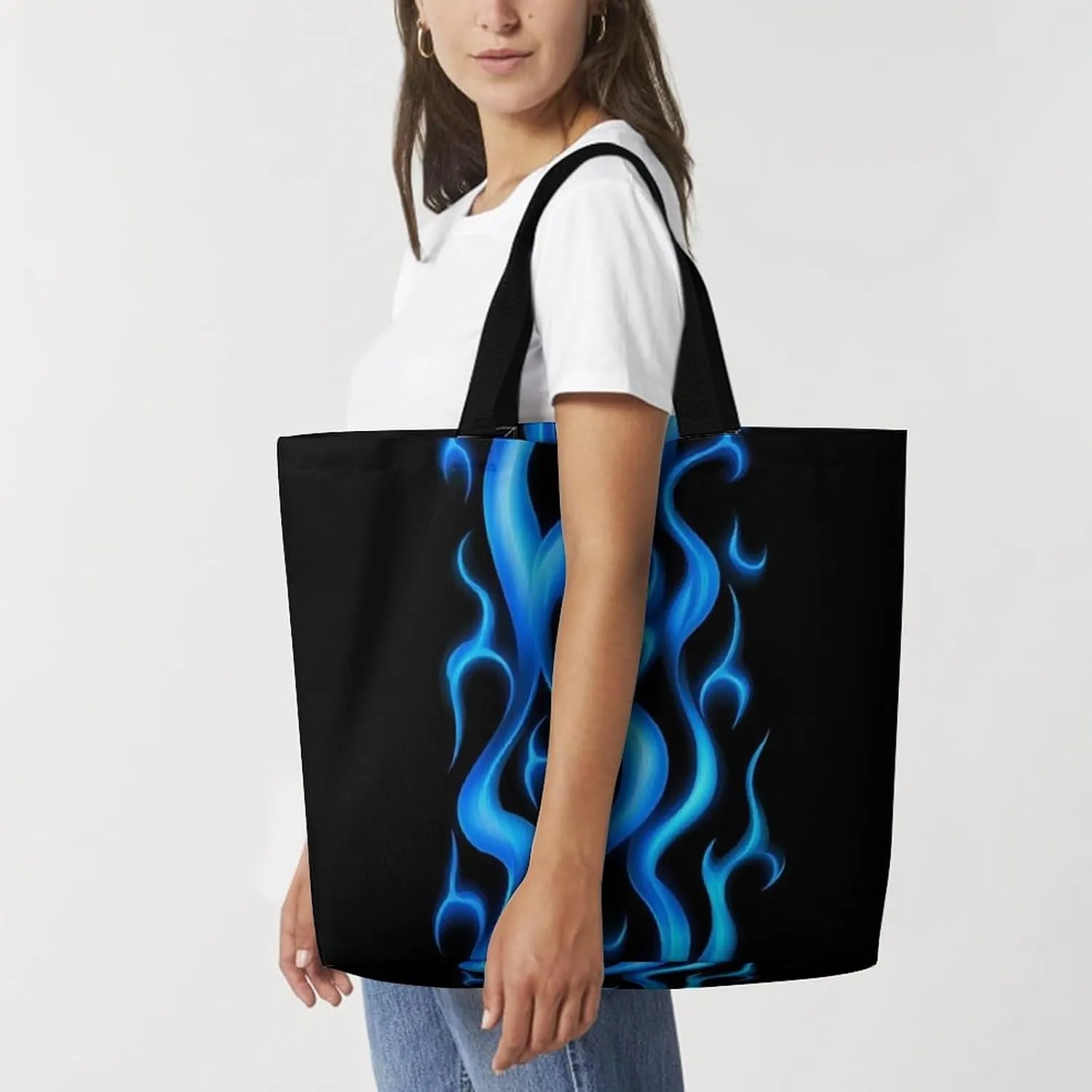 Reusable Shoulder Bag for Women, Portable Large Grocery Shopping Bags Casual Tote Bag