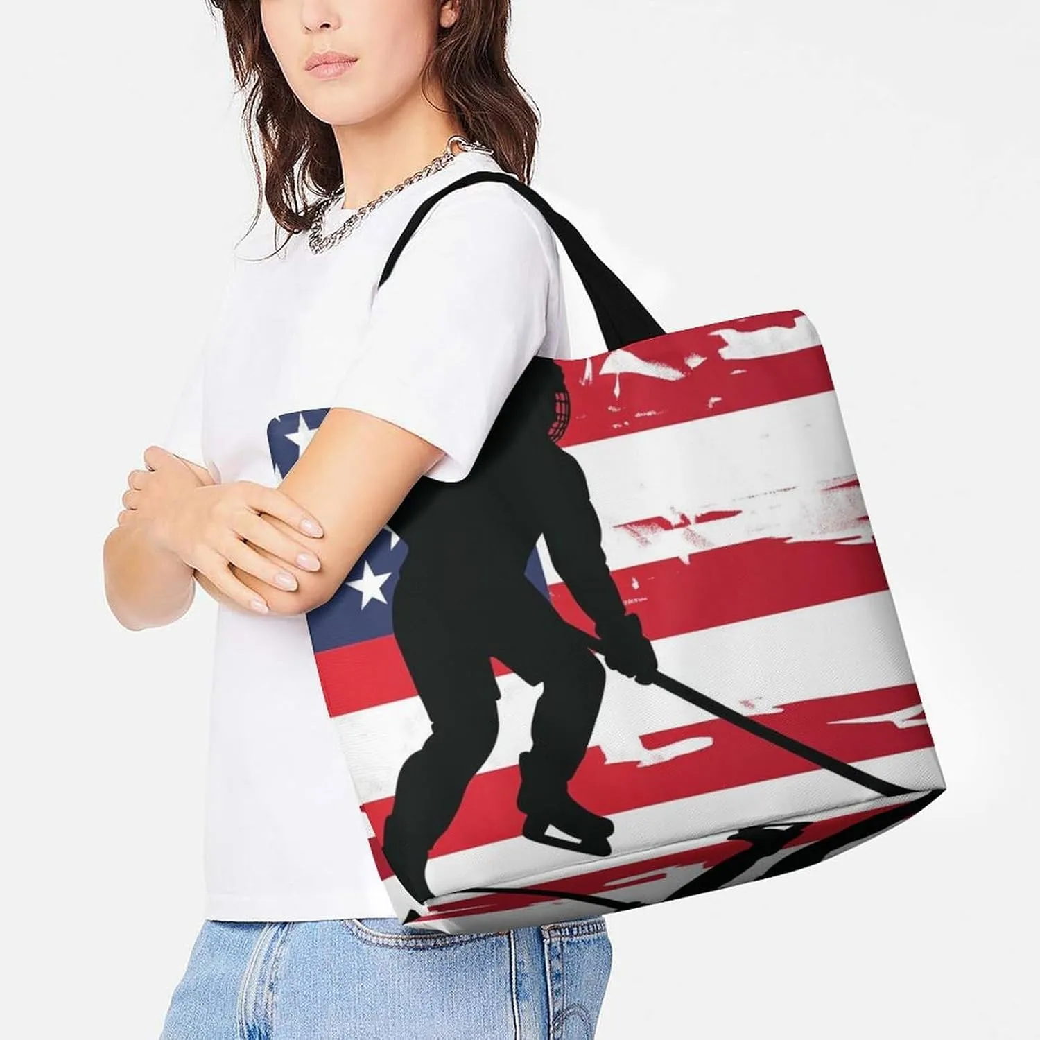 Reusable Shoulder Bag for Women, Portable Large Grocery Shopping Bags Casual Tote Bag