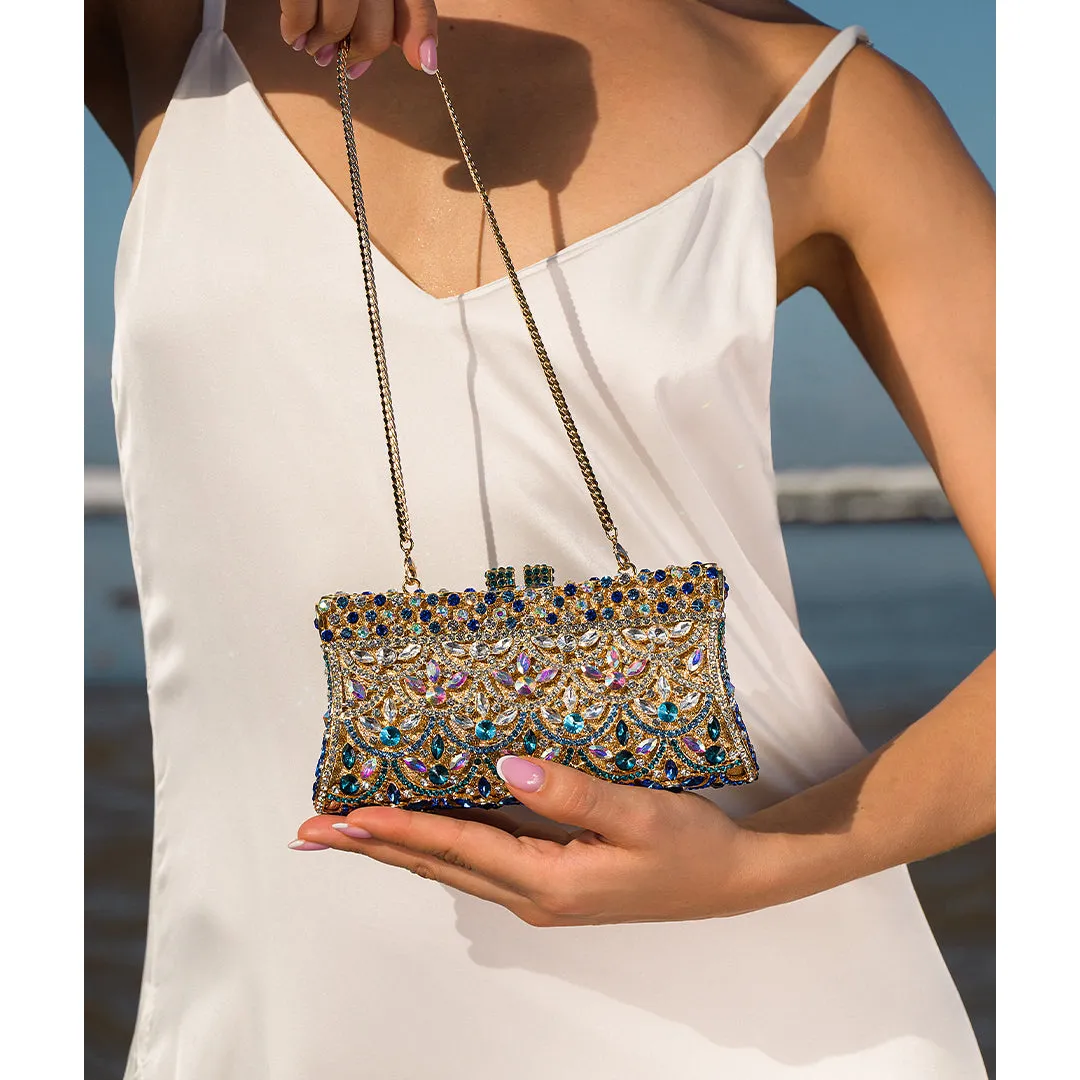 Rhinestone evening clutch bag - luxury beaded handbag for special occasions