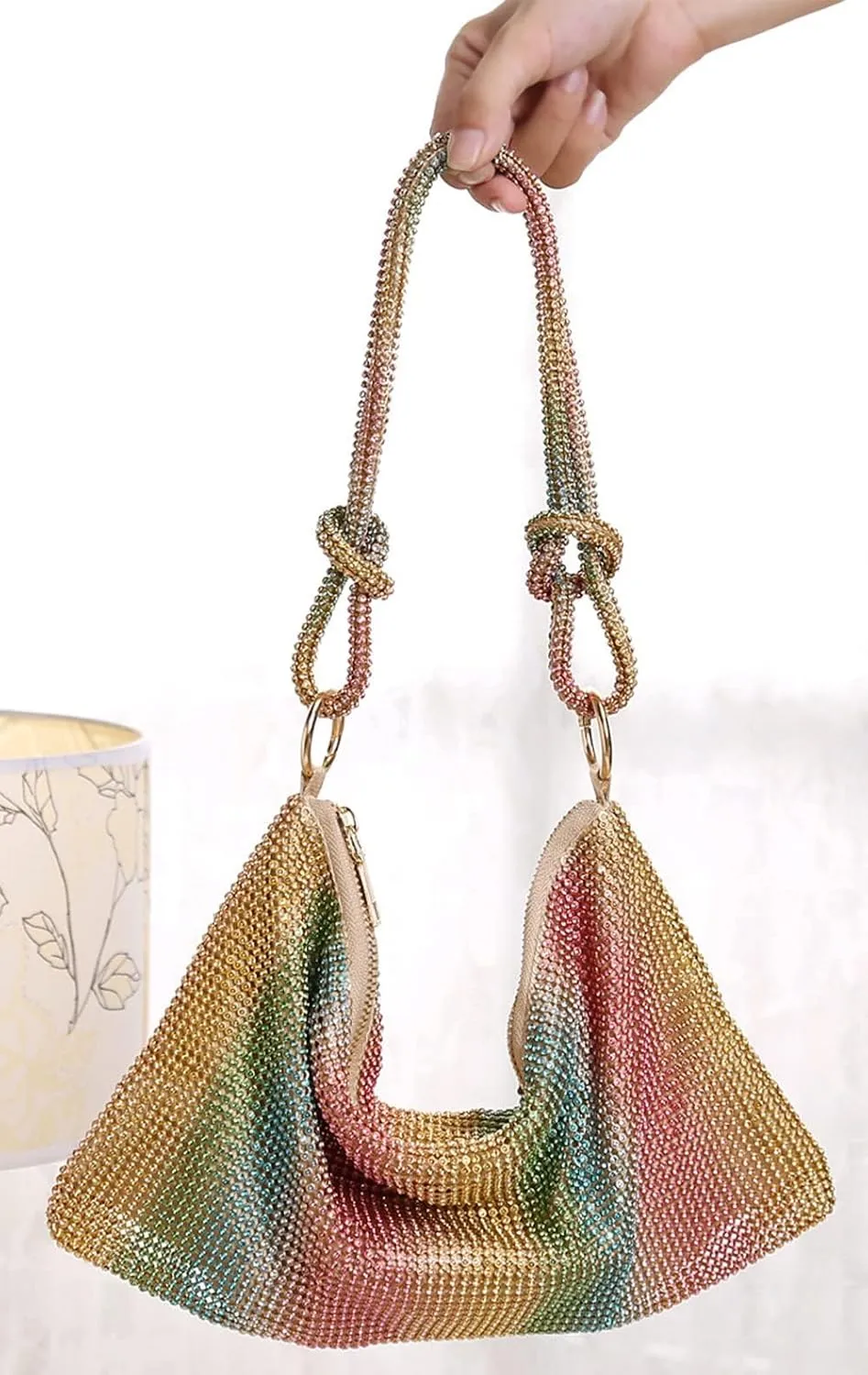 Rhinestone Purse Women's Evening Handbags, Sparkly Hobo Bag for Party Prom Wedding