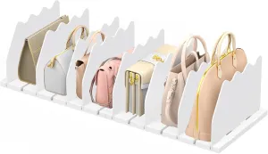 Ronlap Purse Storage Organizer for Closet, White Closet Bag Storage Dividers Rack Shelf Purse Dividers for Closet Organization Handbag Separators Closet Purse Organizers and Storage, 2 Pack, White