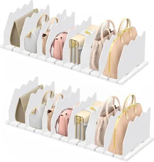 Ronlap Purse Storage Organizer for Closet, White Closet Bag Storage Dividers Rack Shelf Purse Dividers for Closet Organization Handbag Separators Closet Purse Organizers and Storage, 4 Pack, White