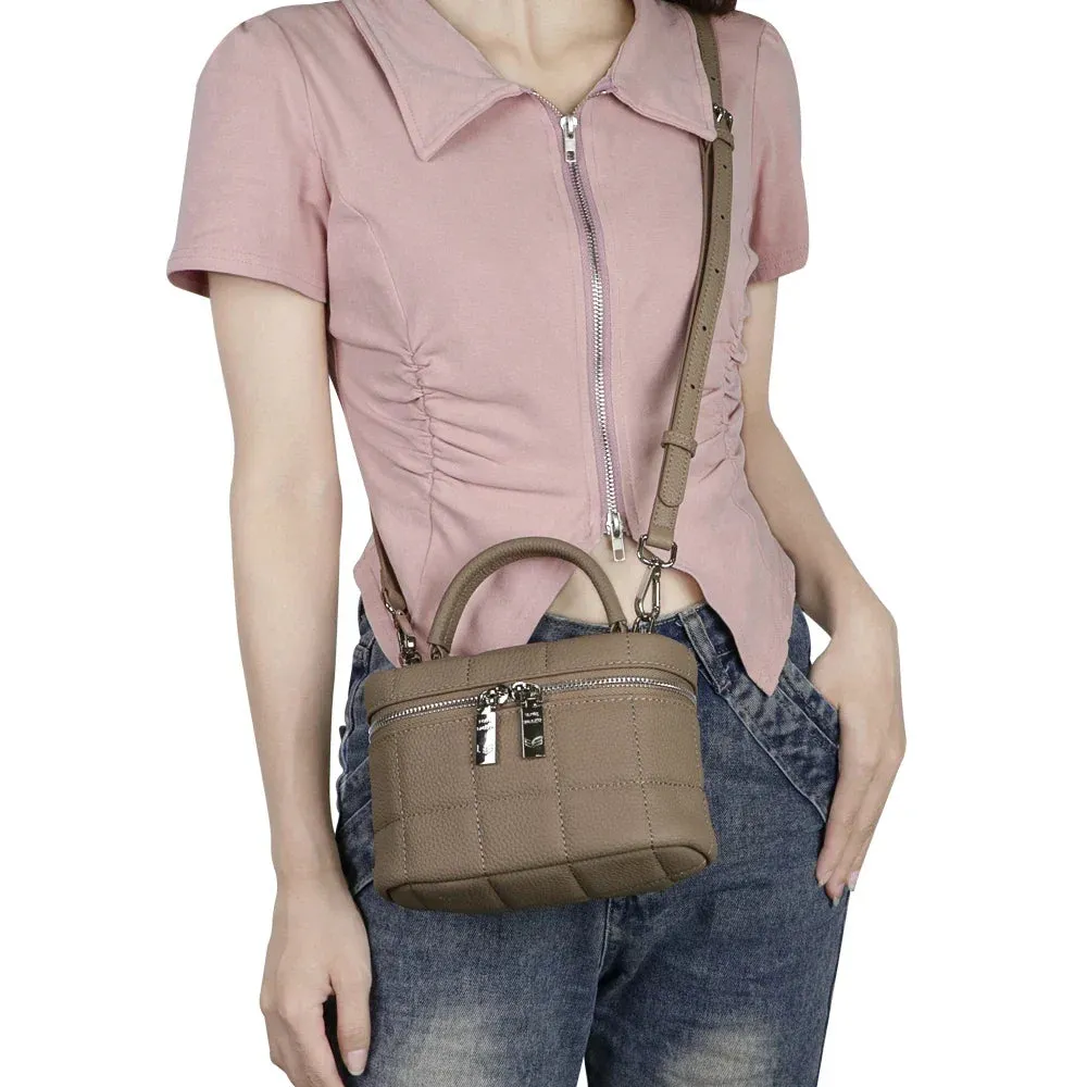 Royal Bagger Genuine Leather Women's Box Handbag, Large Capacity Storage Bags, Casual Fashionable Shoulder Crossbody Bag 1916