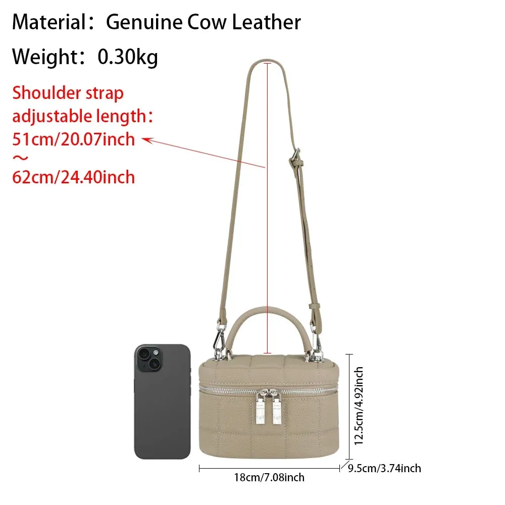 Royal Bagger Genuine Leather Women's Box Handbag, Large Capacity Storage Bags, Casual Fashionable Shoulder Crossbody Bag 1916