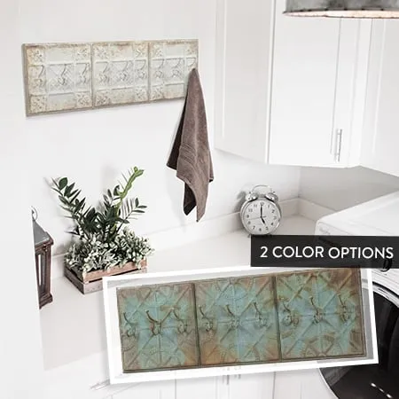 Rusted Patina Triple Ceiling Tile Hooks, Pick Your Color