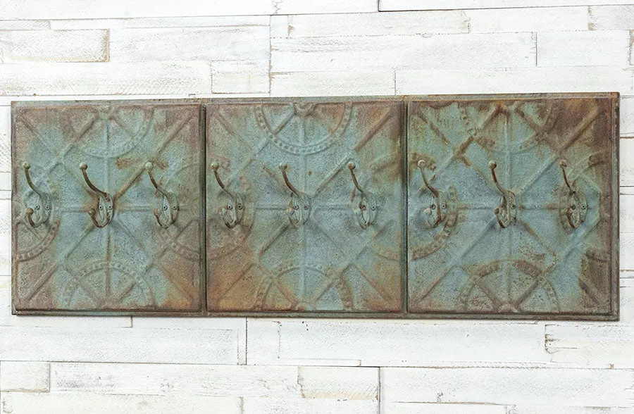 Rusted Patina Triple Ceiling Tile Hooks, Pick Your Color