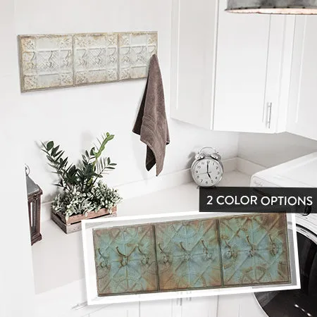 Rusted Patina Triple Ceiling Tile Hooks, Pick Your Color