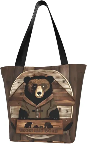 Rustic Lodge Bear Women's Fashion Single Shoulder Handbags, Suitable for Weekend Travel Shopping Single Shoulder Bag Crossbody Shoulder Bag