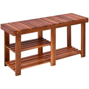 Rustic Wooden Shoe Bench Organizer