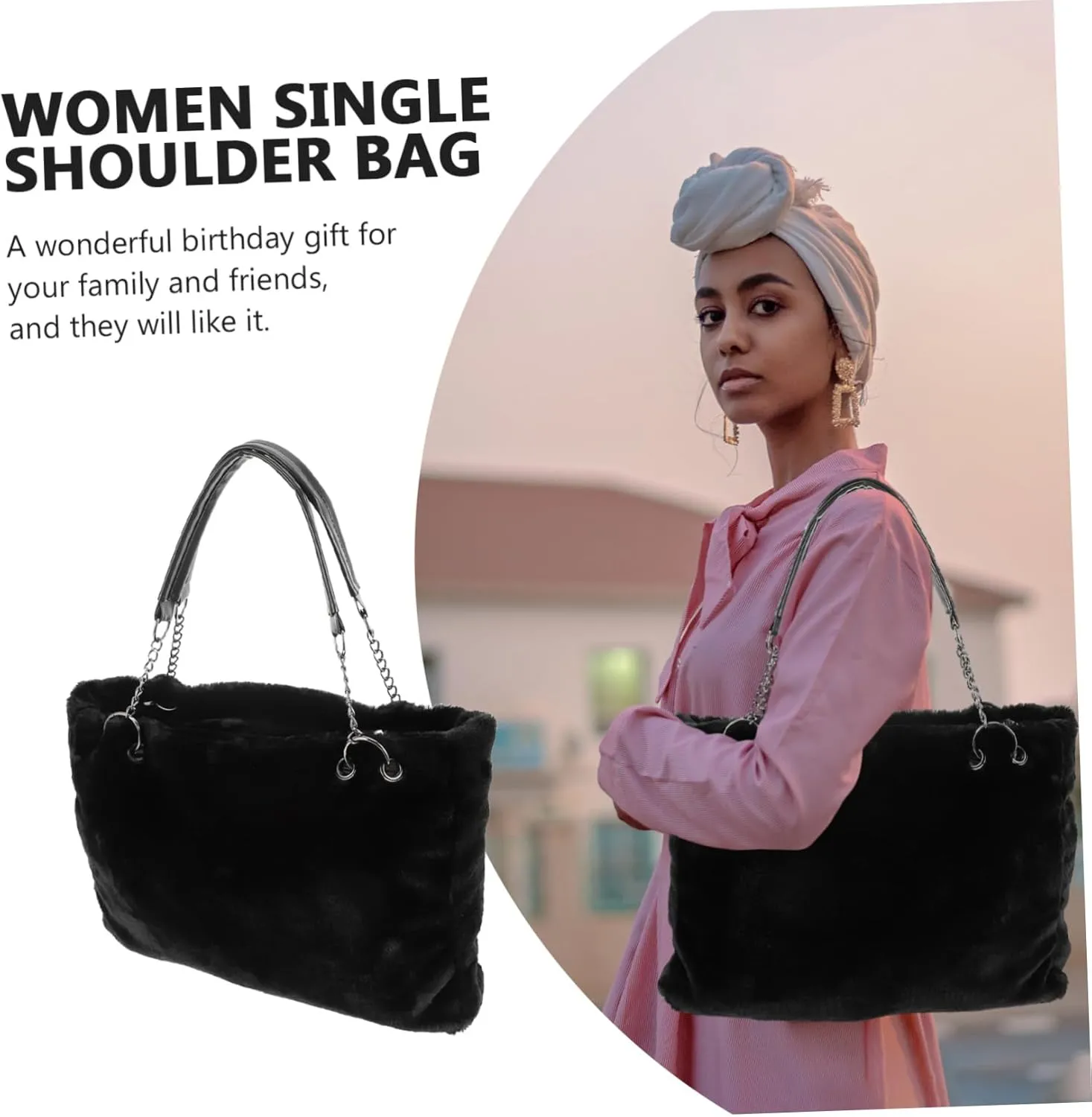 SAFIGLE Handbag Plush Bag Outdoor Carry Bag Plush Tote Bag Plush Leisure Bag Plush Shoulder Bag Winter Tote Bag