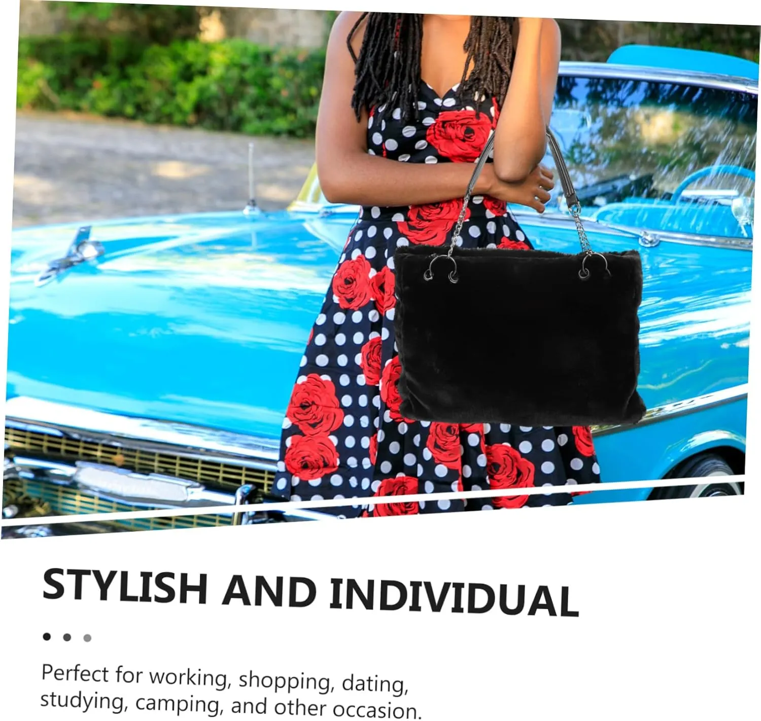 SAFIGLE Handbag Plush Bag Outdoor Carry Bag Plush Tote Bag Plush Leisure Bag Plush Shoulder Bag Winter Tote Bag
